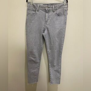 EXPRESS - Gray Skinny Raw Hem Jeans